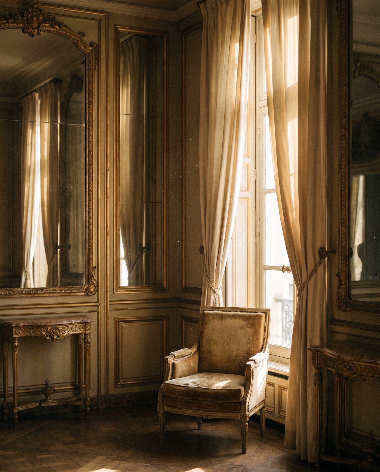 A gilded old-Paris salon in warm light